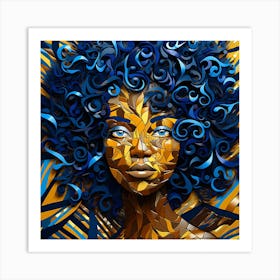 Blue Haired Woman Art Print