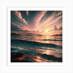 Sunset Over The Ocean 11 Art Print