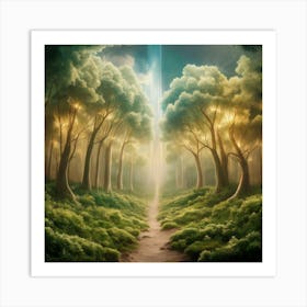 Path Of Light In The Forest Art Print