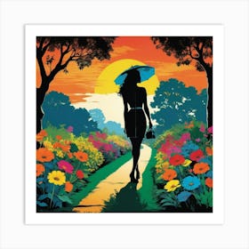 Woman In The Garden 1 Art Print