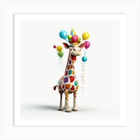 Birthday Giraffe 5 Art Print