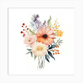 Watercolor Flowers Bouquet 2 Art Print