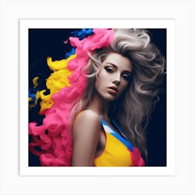 Beautiful Woman With Colorful Hair from Ukraine Art Print