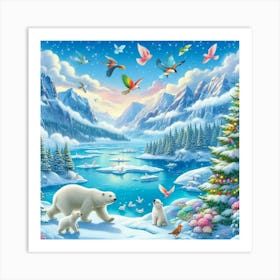 Polar Bears In Winter 3 Art Print