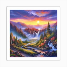 Sunset In The Mountains 5 Art Print