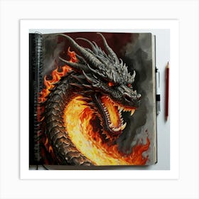 Dragon In Flames 2 Art Print