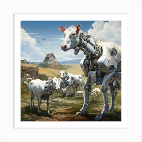 Surreal Cyborg Cows On A Farm Ai Art Depot 37 Art Print