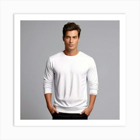 Mock Up Cotton Casual Wearable Printed Graphic Plain Fitted Loose Crewneck V Neck Sleeve (25) Art Print