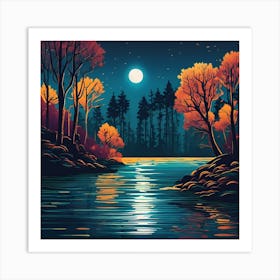 Night Landscape Painting Art Print