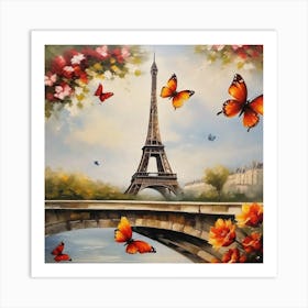 Paris With Butterflies 86 Art Print