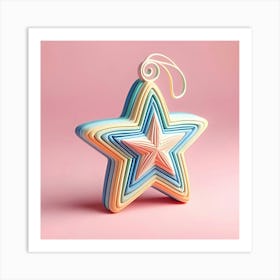 A 3d Model Of A Bright Star In Pastel Colors With A Whimsical Appearance 3 Art Print