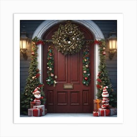 Christmas Decoration On Home Door Trending On Artstation Sharp Focus Studio Photo Intricate Deta (3) Art Print