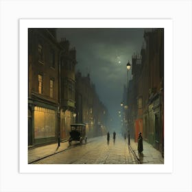 A Street At Night By John Atkinson Grimshaw Art Print 0 Art Print