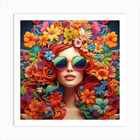 Maraclemente 3d 3d Hippie Woman Cartoonish Vibrant Colors Surro 0b69a5e0 9d0e 40b5 Ac3d 2fc9c2442ca8 Art Print