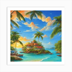 Sunset On The Island Art Print