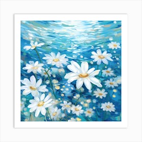 Daisies In The Water 7 Art Print