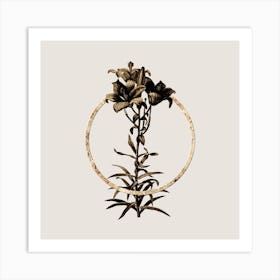 Gold Ring Fire Lily Glitter Botanical Illustration Art Print