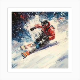 Skier In The Snow Art Art Print