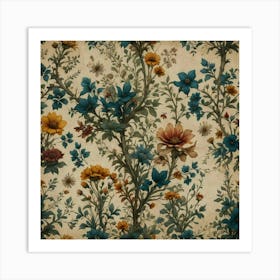 Wallpaper Background With Flowers Art Print