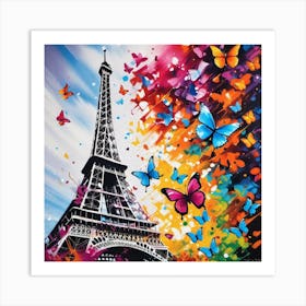 Paris With Butterflies 158 Art Print