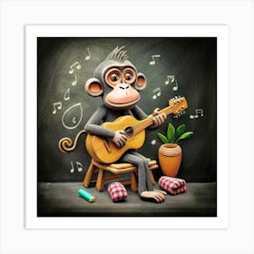 Monkey Playing Guitar 2 Art Print