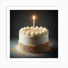 Birthday Cake With Candle 1 Art Print