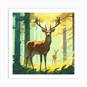 Deer In The Forest 76 Art Print