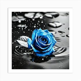 Blue Rose In Water 3 Art Print