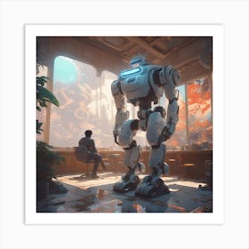 Robot In The Office Art Print