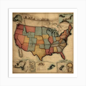 Default Vintage Map Usa Aesthetic 0 (1) Art Print