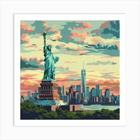 A Statue Of Liberty In New York Lofi Illustratio 1719922656 1 Art Print