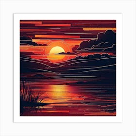 Sunset Over The Lake 22 Art Print