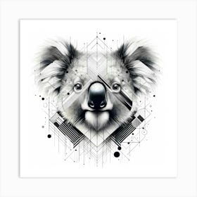 Koala Bear Head - Abstract Line Art Illustration 132 Art Print