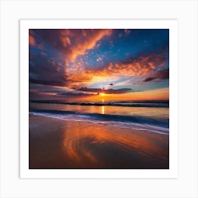 Sunset On The Beach 410 Art Print