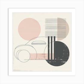 Minimalist Car Line Drawing with Geometric Accents Art Print