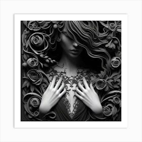 Woman With Roses Art Print