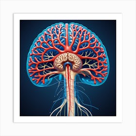 Human Brain With Blood Vessels 7 Art Print