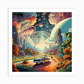 Psychedelic Odyssey Wall Art – Bridging Past, Present, Future Univers Art Print