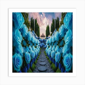 Blue Roses Garden Art Print