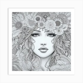 Young Lady Colouring 1 Art Print