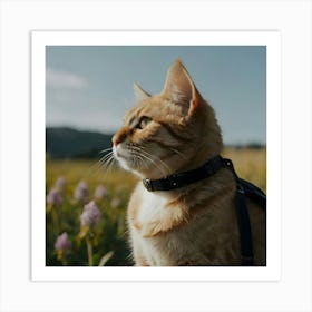 Cat In Field Art Print