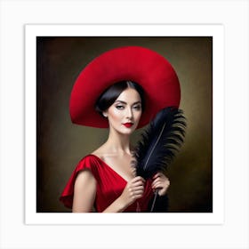 Woman In Red Hat Art Print