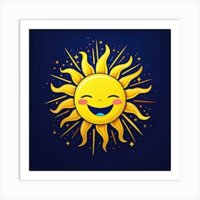 Lovely smiling sun on a blue gradient background 80 Art Print