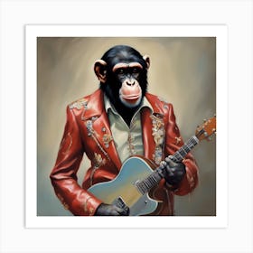 Chimp With Guitar Art Print