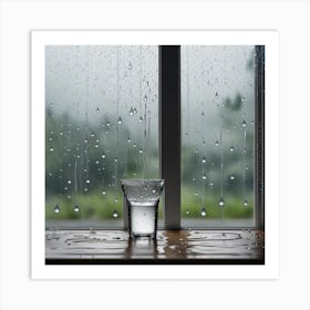 Glass Of Water On Window Sill Art Print