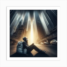 Homeless in a rich city Art Print