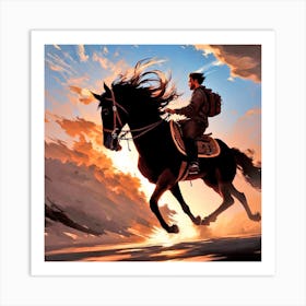 Man On Horseback 2 Art Print