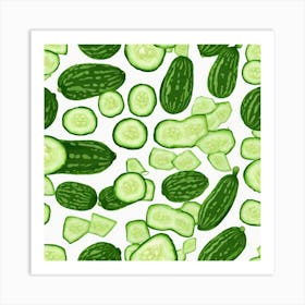 Cucumbers On A White Background 1 Art Print