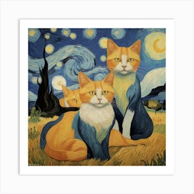 Default Van Gogh Cats 0 Art Print