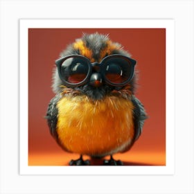 Cute Bird In Sunglasses Art Print